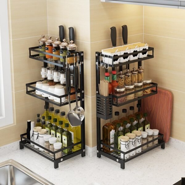 Multi-Layer Black Stainless Seasoning Rack